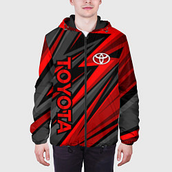 Куртка с капюшоном мужская Toyota - красный спортивный, цвет: 3D-черный — фото 2