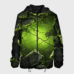 Куртка с капюшоном мужская Зеленые разбитые плиты, цвет: 3D-черный