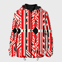 Мужская куртка Бело-красные техно полосы на чёрном фоне