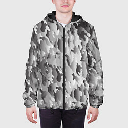 Куртка с капюшоном мужская Монохромный камуфляж, цвет: 3D-черный — фото 2