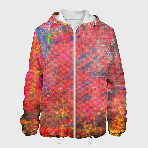 Мужская куртка Абстракция - red yellow grunge / 3D-Белый – фото 1