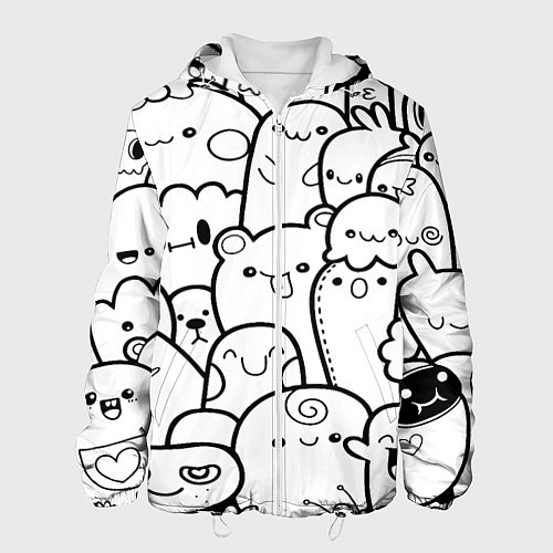 Мужская куртка Doodle monsters / 3D-Белый – фото 1