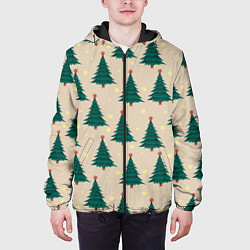 Куртка с капюшоном мужская Новогодняя ель, цвет: 3D-черный — фото 2
