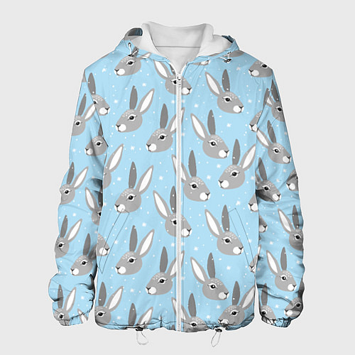 Мужская куртка Заяц со снежинками / 3D-Белый – фото 1