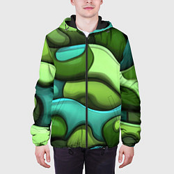 Куртка с капюшоном мужская Объемные камуфляжные полосы, цвет: 3D-черный — фото 2