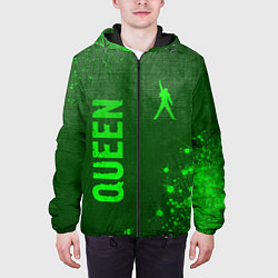 Куртка с капюшоном мужская Queen - green gradient вертикально, цвет: 3D-черный — фото 2