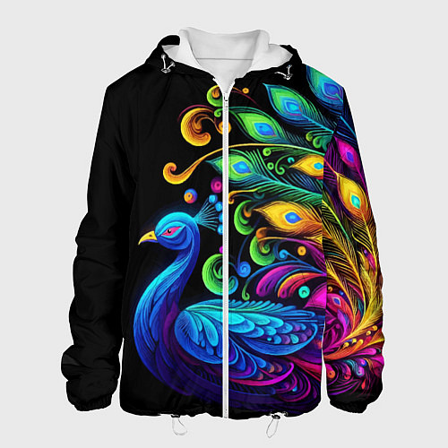 Мужская куртка Neon peacock - art / 3D-Белый – фото 1