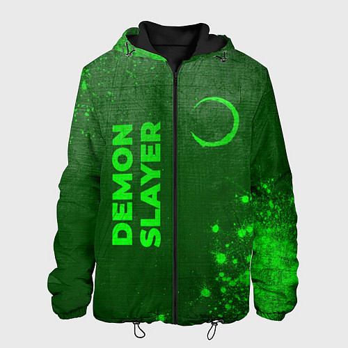 Мужская куртка Demon Slayer - green gradient вертикально / 3D-Черный – фото 1