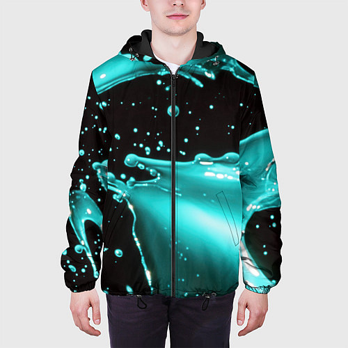 Мужская куртка Разрыв голубой краски / 3D-Черный – фото 3