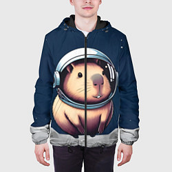 Куртка с капюшоном мужская Капибара космонавт в космосе, цвет: 3D-черный — фото 2