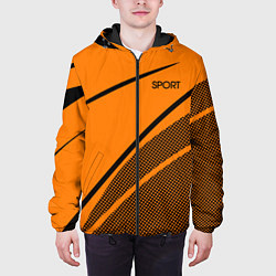Куртка с капюшоном мужская Sport оранжевый с чёрным точечный, цвет: 3D-черный — фото 2