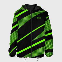 Мужская куртка Sport чёрный и зелёный полосы