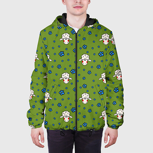 Мужская куртка Овечки и цветочки / 3D-Черный – фото 3