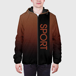 Куртка с капюшоном мужская Sport коричневый вертикальная полоса, цвет: 3D-черный — фото 2