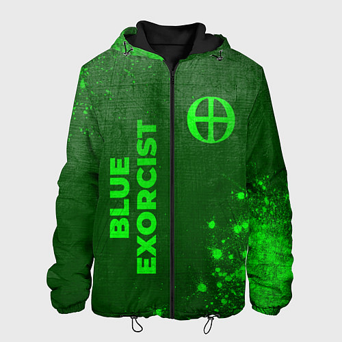 Мужская куртка Blue Exorcist - green gradient вертикально / 3D-Черный – фото 1