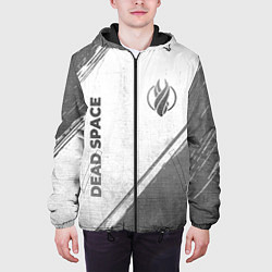 Куртка с капюшоном мужская Dead Space - white gradient вертикально, цвет: 3D-черный — фото 2