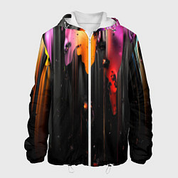 Куртка с капюшоном мужская Разноцветная рельефная краска текстура, цвет: 3D-белый
