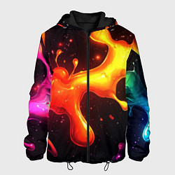 Мужская куртка Радужные кляксы на черном фоне