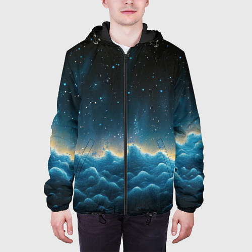 Мужская куртка Облака и черное небо текстура / 3D-Черный – фото 3