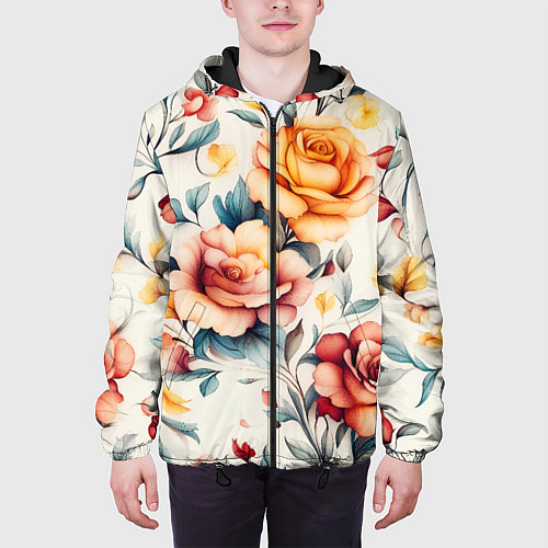 Мужская куртка Паттерн с переплетением цветов / 3D-Черный – фото 3