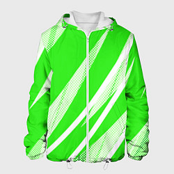 Мужская куртка Яблочный зелёный абстракция с полосами