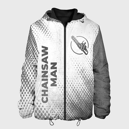 Мужская куртка Chainsaw Man - white gradient вертикально / 3D-Черный – фото 1