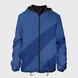 Куртка с капюшоном мужская Синий текстурный с полосой, цвет: 3D-черный