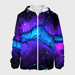 Куртка с капюшоном мужская Синяя звездная полоса в плите текстура, цвет: 3D-белый