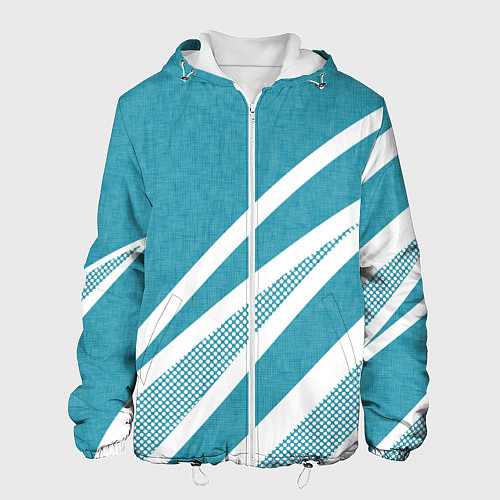 Мужская куртка Бело-голубой абстракция с полосами / 3D-Белый – фото 1