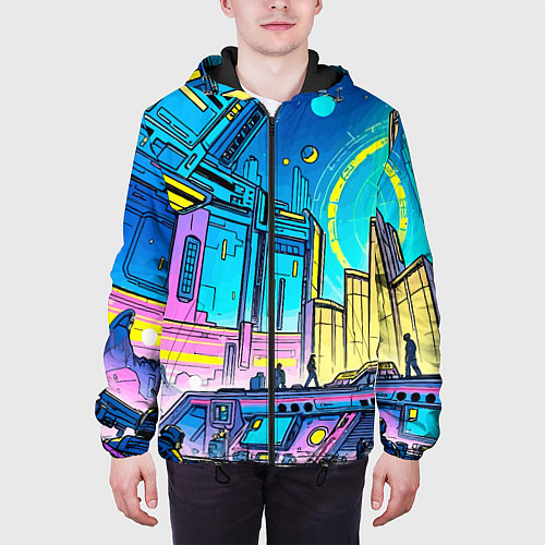 Мужская куртка Космический город / 3D-Черный – фото 3