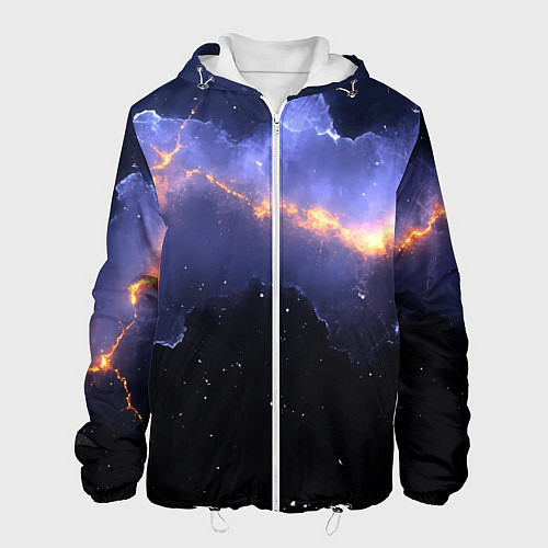 Мужская куртка Молния в фиолетовом небе текстура / 3D-Белый – фото 1