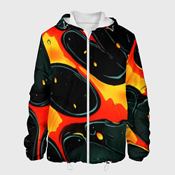 Куртка с капюшоном мужская Оранжевые разломы текстура, цвет: 3D-белый
