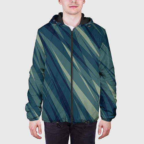 Мужская куртка Зеленовато-синий полосы / 3D-Черный – фото 3
