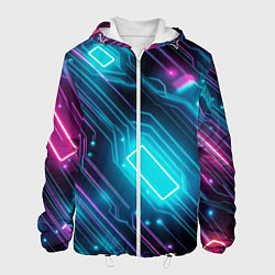 Мужская куртка Неоновый узор киберпанк микросхемы