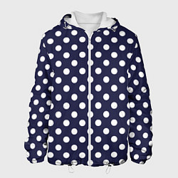 Куртка с капюшоном мужская Синий в белый горошек, цвет: 3D-белый