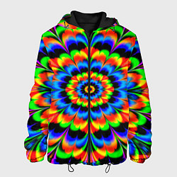 Куртка с капюшоном мужская Оптические иллюзии психоделика, цвет: 3D-черный