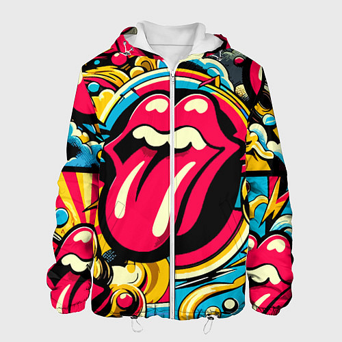 Мужская куртка Rolling Stones logo - pop art pattern / 3D-Белый – фото 1