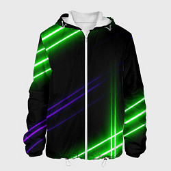 Куртка с капюшоном мужская Green pink purple line, цвет: 3D-белый