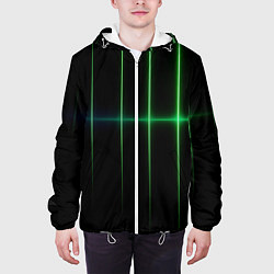 Куртка с капюшоном мужская The line is green black, цвет: 3D-белый — фото 2