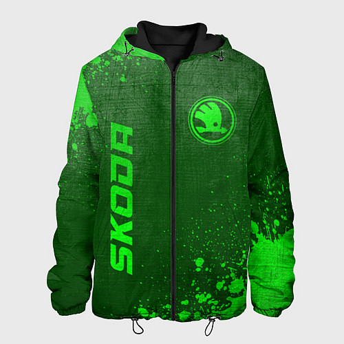 Мужская куртка Skoda - green gradient вертикально / 3D-Черный – фото 1