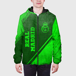 Куртка с капюшоном мужская Real Madrid - green gradient вертикально, цвет: 3D-черный — фото 2