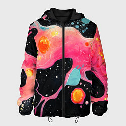 Куртка с капюшоном мужская Розовая текстура в черном, цвет: 3D-черный