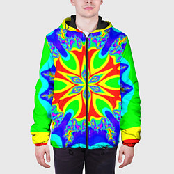 Куртка с капюшоном мужская Неоновая психоделика узор, цвет: 3D-черный — фото 2