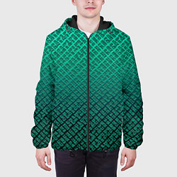 Куртка с капюшоном мужская Градиент текстурный бирюзовый с затемнением, цвет: 3D-черный — фото 2