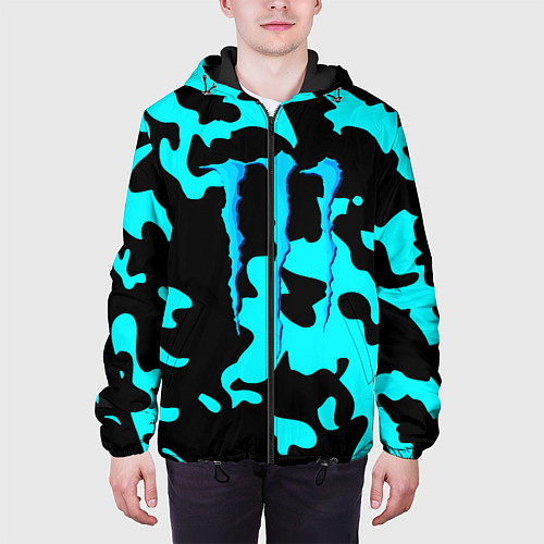 Мужская куртка Monster energy камуфляж голубой / 3D-Черный – фото 3