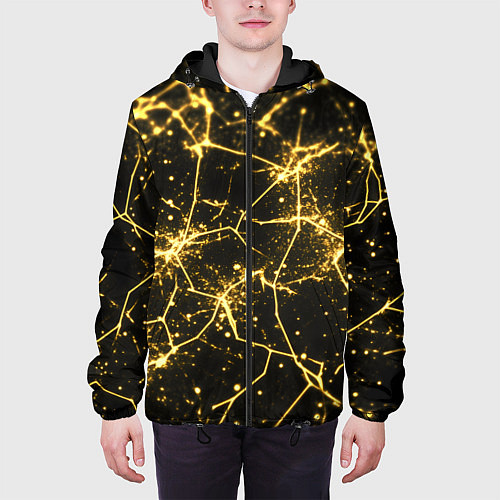 Мужская куртка Золотистые пути на черном / 3D-Черный – фото 3