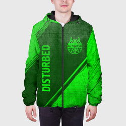 Куртка с капюшоном мужская Disturbed - green gradient вертикально, цвет: 3D-черный — фото 2