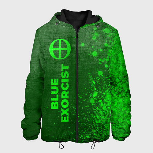 Мужская куртка Blue Exorcist - green gradient по-вертикали / 3D-Черный – фото 1