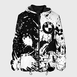 Куртка с капюшоном мужская BMW черно белые краски, цвет: 3D-черный