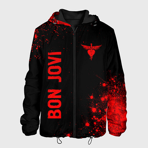 Мужская куртка Bon Jovi - red gradient вертикально / 3D-Черный – фото 1